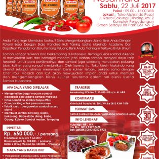 Training Sambal Nusantara, 22 Juli 2017