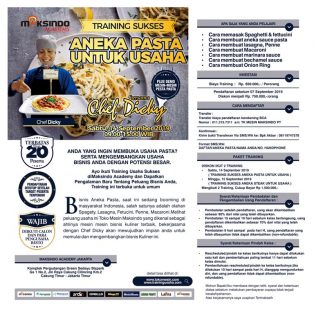 Training Sukses  Aneka Pasta Untuk Usaha, Sabtu 14 September 2019