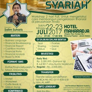 Workshop Mahir Mengelola Financial Syariah, 22-23 Juli 2017