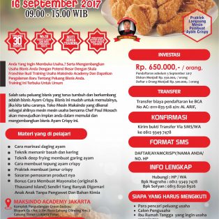 Training Usaha Ayam Crispy, 16 September 2017