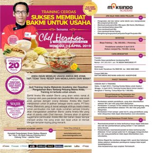 Training Cerdas Membuat Bakmi Untuk Usaha, 14 April 2019